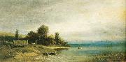 Carl Spitzweg Landschaft am Ammersee. First version oil painting